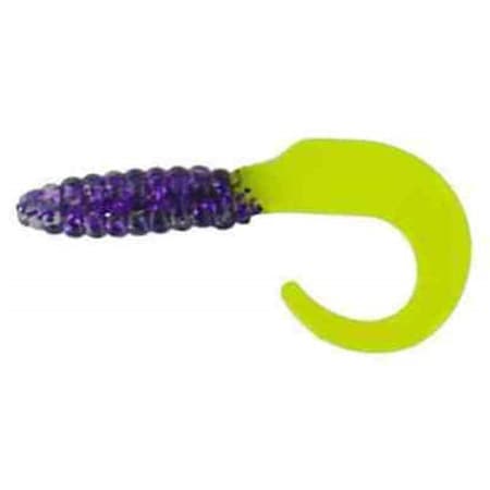 Bola 2 in. Curl Tail Grub Purple Glitter & Orange Chart Fishing Lure, 10PK BO2977255